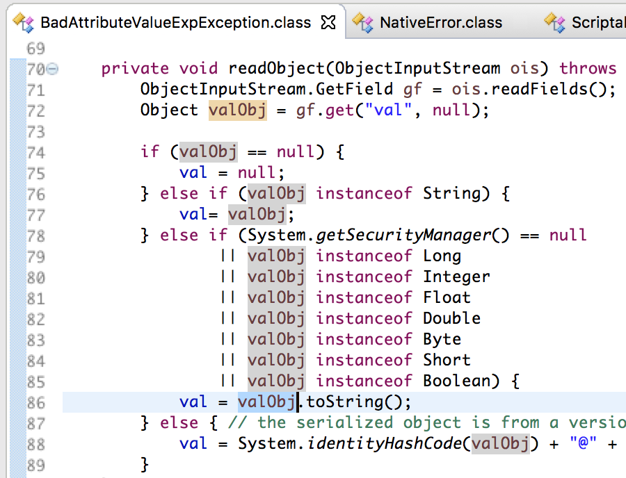 BadAttributeValueExpException-readObject